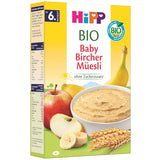 HiPP Muesli Bircher voor biologische baby's (8 x 250 g), vanaf 6 maanden, zonder toegevoegde suiker, extra zachte graanvlokken - licht verteerbaar ontbijt van de beste biologische kwaliteit