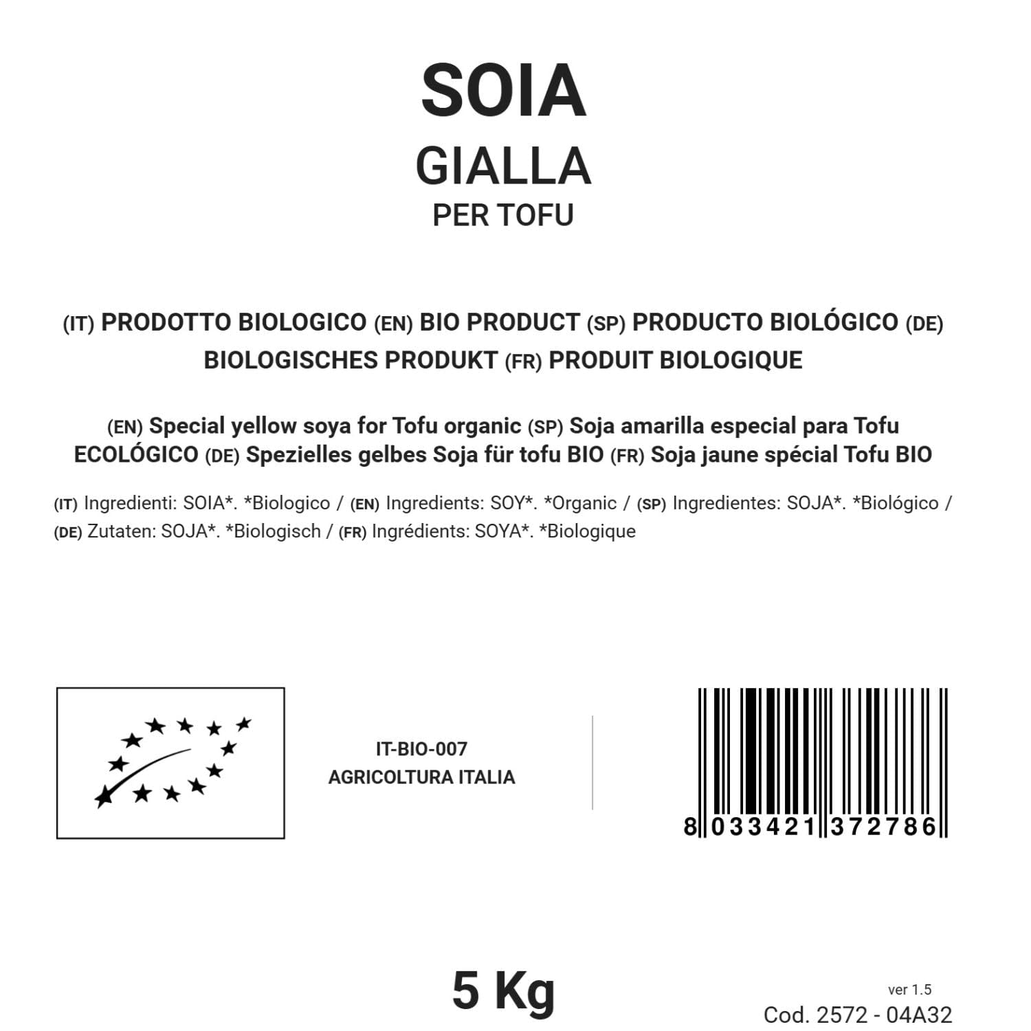 Speciale gele sojaboon voor tofu 5 kg biologisch