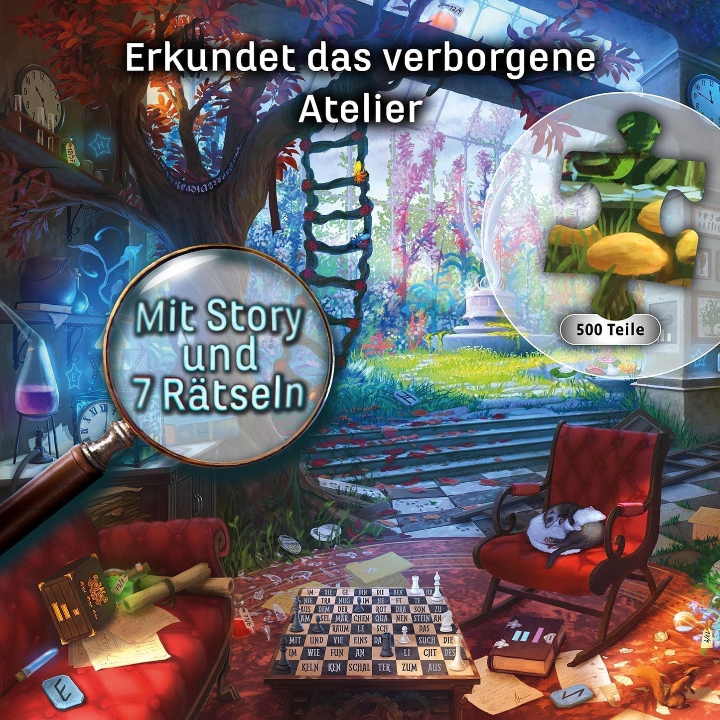 KOSMOS 683979 EXIT® puzzel: The Hidden Studio 500-delige puzzel voor volwassenen en kinderen 10+ Escape Room puzzel voor beginners Puzzel Naty Shop