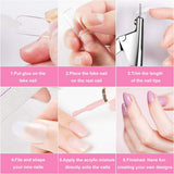 Kunstnagels 500 stuks natuurlijke kleur kunstmatige kunstnagels 10 maten DIY acryl met doos nagelborstel nagelriemschuiver nagelvijl