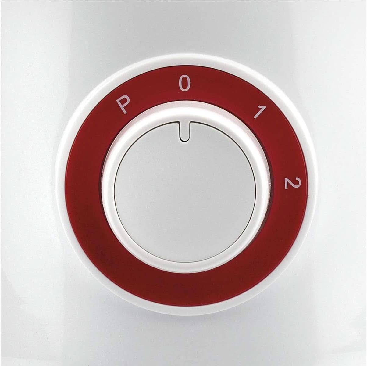 Girmi FR46 Elektrische Mixer, 1,5 Liter, 2 Geschwindigkeiten Met Pulse-Funktion, 4 Edelstahlklingen, Messbecherdeckel, Messbecher Mit Scale, Sicherheitseinrichtung, Weiß/Rot Kitchen Naty Shop