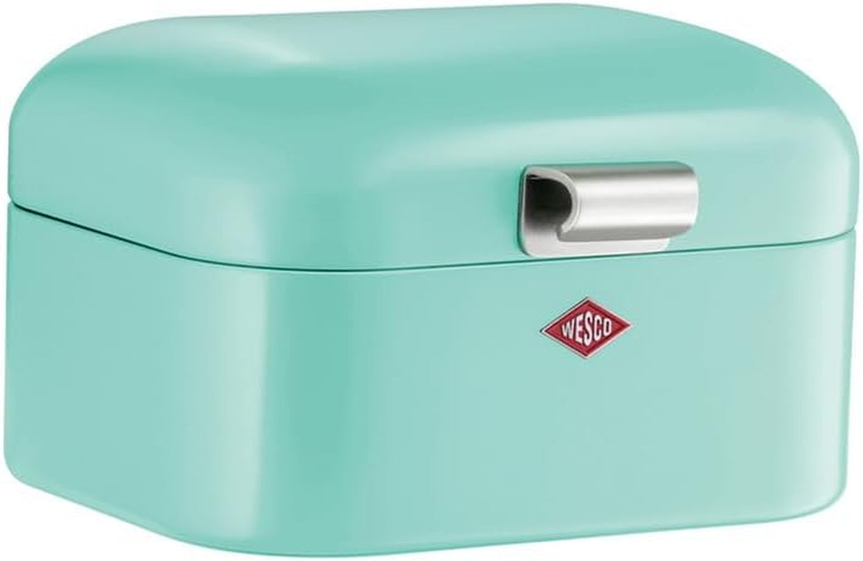 Wesco Mini Grandy broodtrommel in roze, gepoedercoate staalplaat, ventilatiegaten en stevige handgreep Voedselopbergdozen Naty Shop Mint
