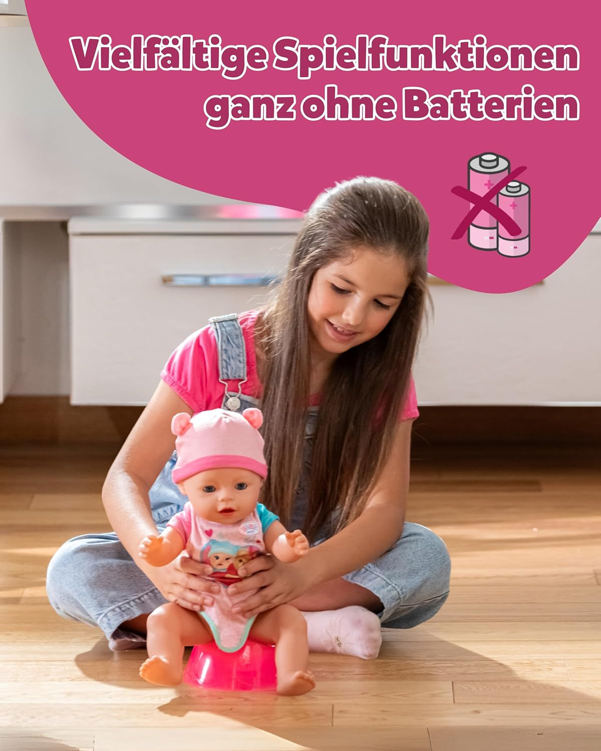 BABY Born Emma - babypop 43 cm - 10 functies inclusief accessoires en matras - Werkt volledig zonder batterijen - Geschikt voor kinderen vanaf 3 jaar