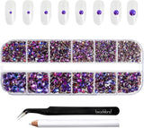 Beadsland 2500 stuks glas Nailart Strasssteine ​​Kristall Flatback Edelsteine ​​Runde, voor handwerk Gemischt 8 Größen SS4 ~ SS30 Mit Picking Pinzette en Stift (Kristall Weiss)