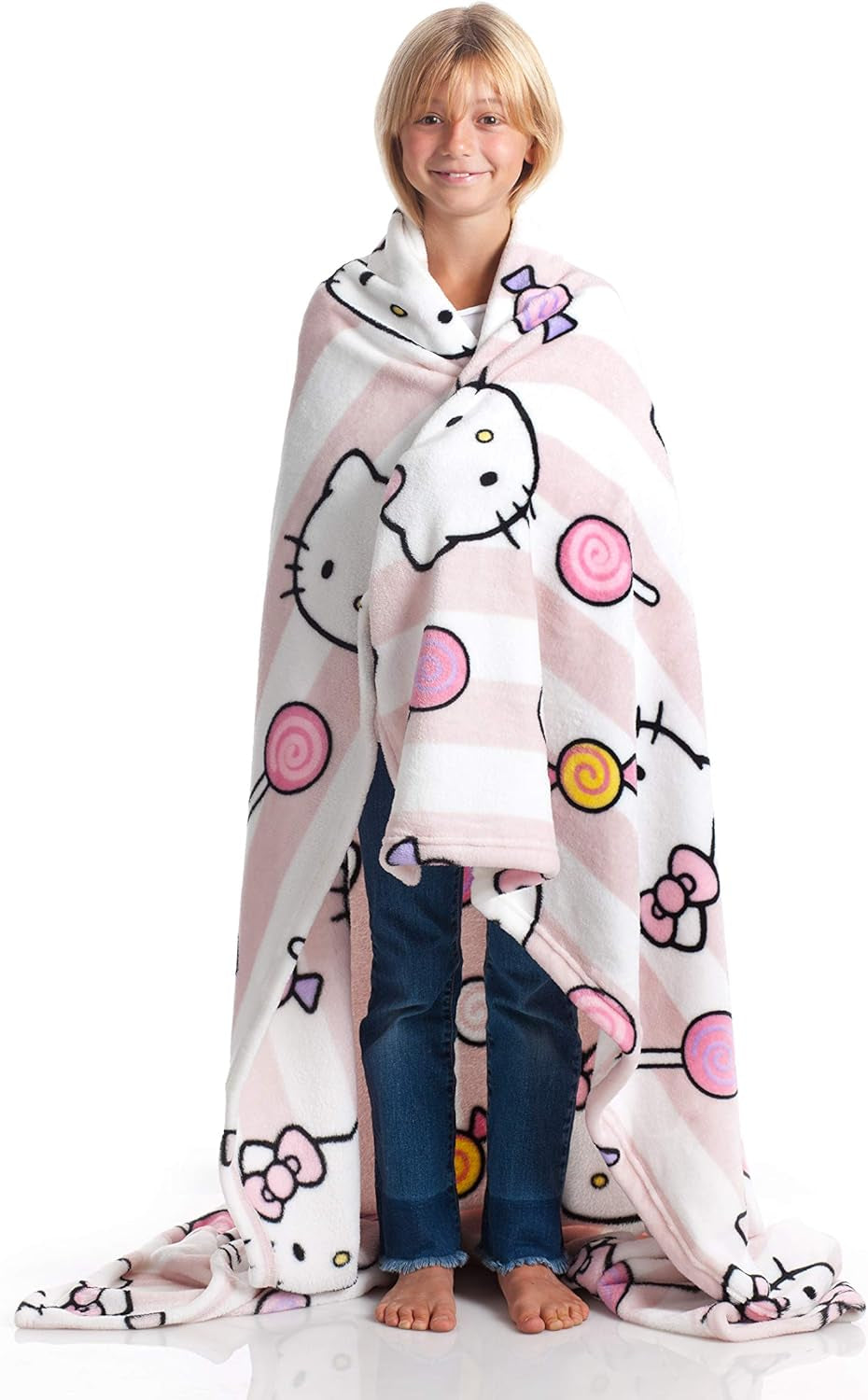 Hello Kitty sprei, roze, zachte deken 130X170Cm, microvezel sprei sprei of slaapbank. Kwaliteit met Oekotex-certificaat, Sanrio Bedden en Dekens Besuche den Kanguru-Store Roze ruiten 130X170 Cm