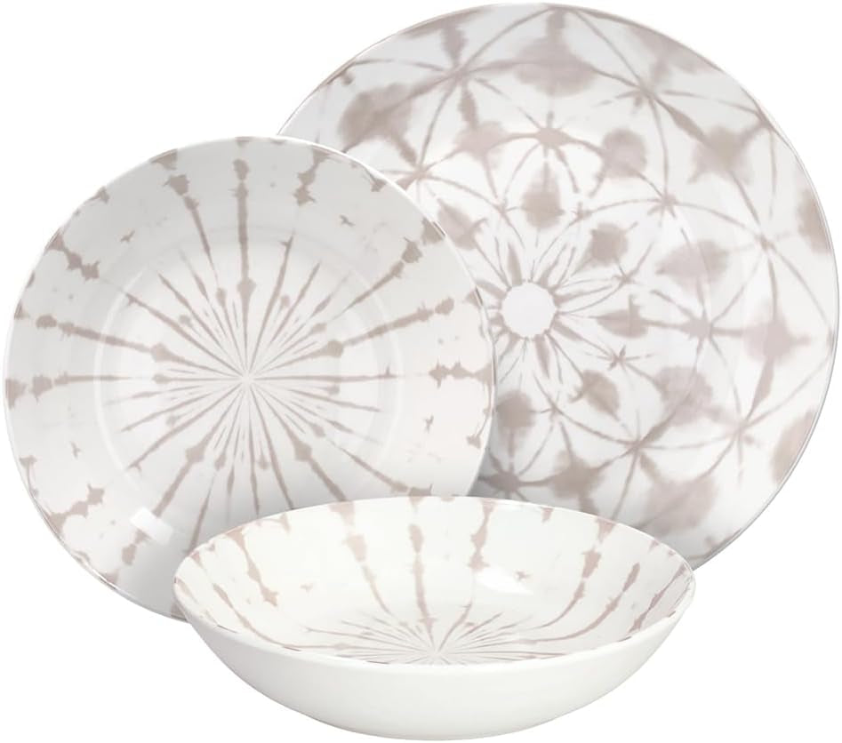 Mallorca, servies voor 6 personen, 18 delig, porselein, beige