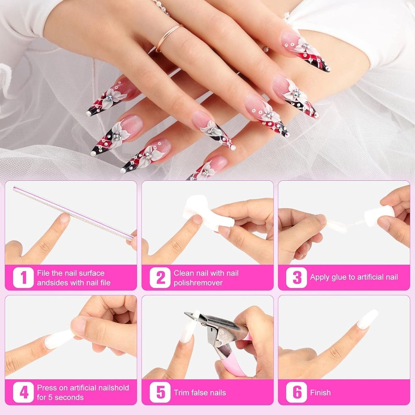 Nageltiplijm, BOLASEN Extra sterke nagellijm, 4 stuks gebarsten nagellijm, nagellijm, extra sterke kunstmatige nagellijm, nagellijm - 4 * 7 ml