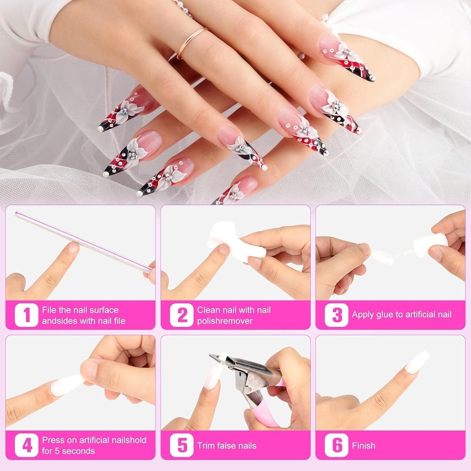 Nageltiplijm, BOLASEN Extra sterke nagellijm, 4 stuks gebarsten nagellijm, nagellijm, extra sterke kunstmatige nagellijm, nagellijm - 4 * 7 ml