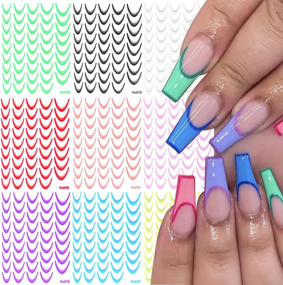 9 kleuren franse nagelstickers franse nagelstickers zelfklevende nagelfolie franse nagels gradiënt stickers franse tip nagelstickers nail art nail design stickers nagel accessoires