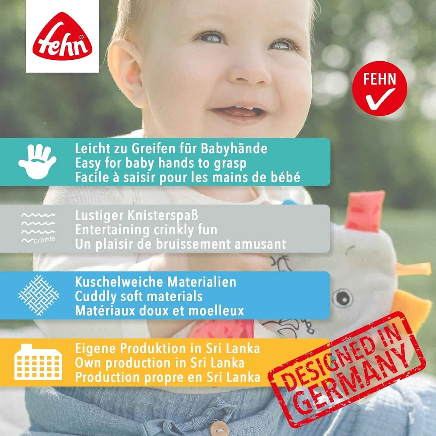 Fehn Crackling Fish - Vang- en speelspeelgoed voor baby's - Vangdierenspeelgoed voor baby's - Motoriekspeelgoed en knetterspeelgoed voor baby's en peuters vanaf 0+ maanden Babyspeelgoed Naty Shop