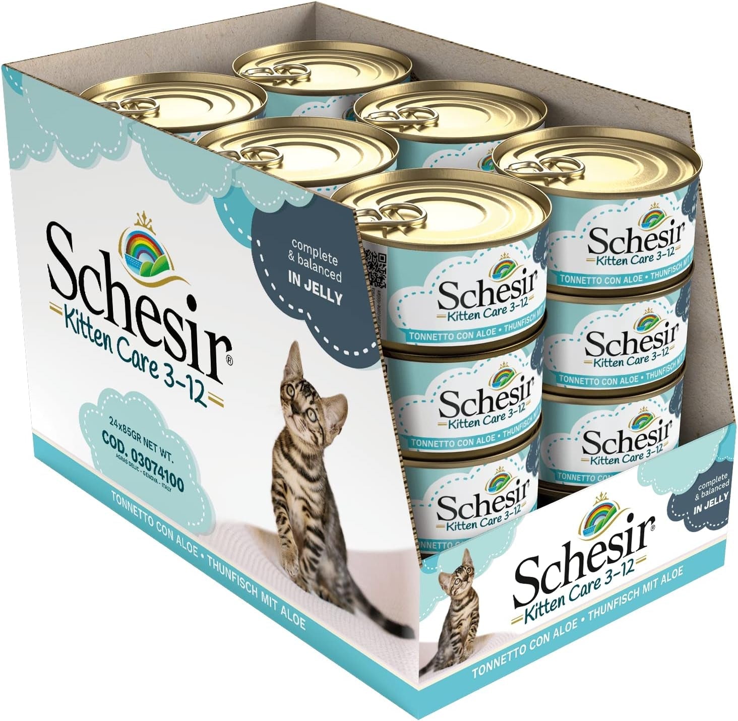 Natvoer voor katten Cat Jelly Kitten Tonijn met Aloë Vera, gelei, 24 dozen x 85 g