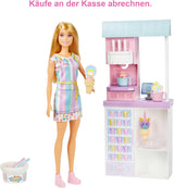 Barbie You Can Be Anything-serie, ijssalon, 1x Barbie-pop met blond haar, ijsmachine, Barbie Play-Doh, bakaccessoires, kindercadeau, speelgoed vanaf 3 jaar, HCN46