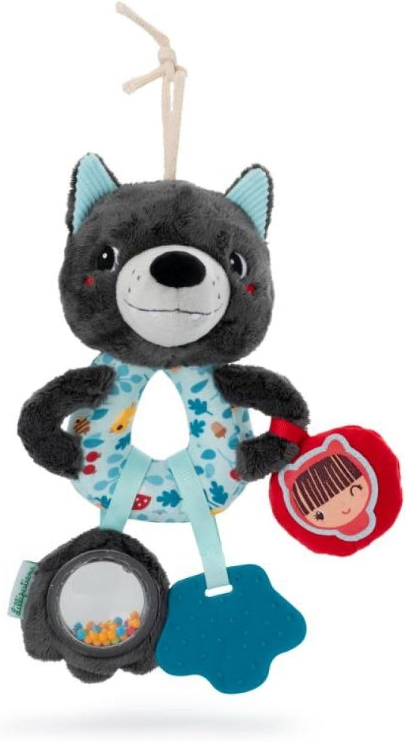 Lilliputiens - Louis de Wolf multifunctionele ringen - Rammelaar voor baby's met geluiden, texturen en kleuren - Gemakkelijk te vangen - Stimuleert de zintuigen en bevordert de motoriek - Vanaf 3 maanden - 83505 Speelgoed Bebe Naty Shop Louis
