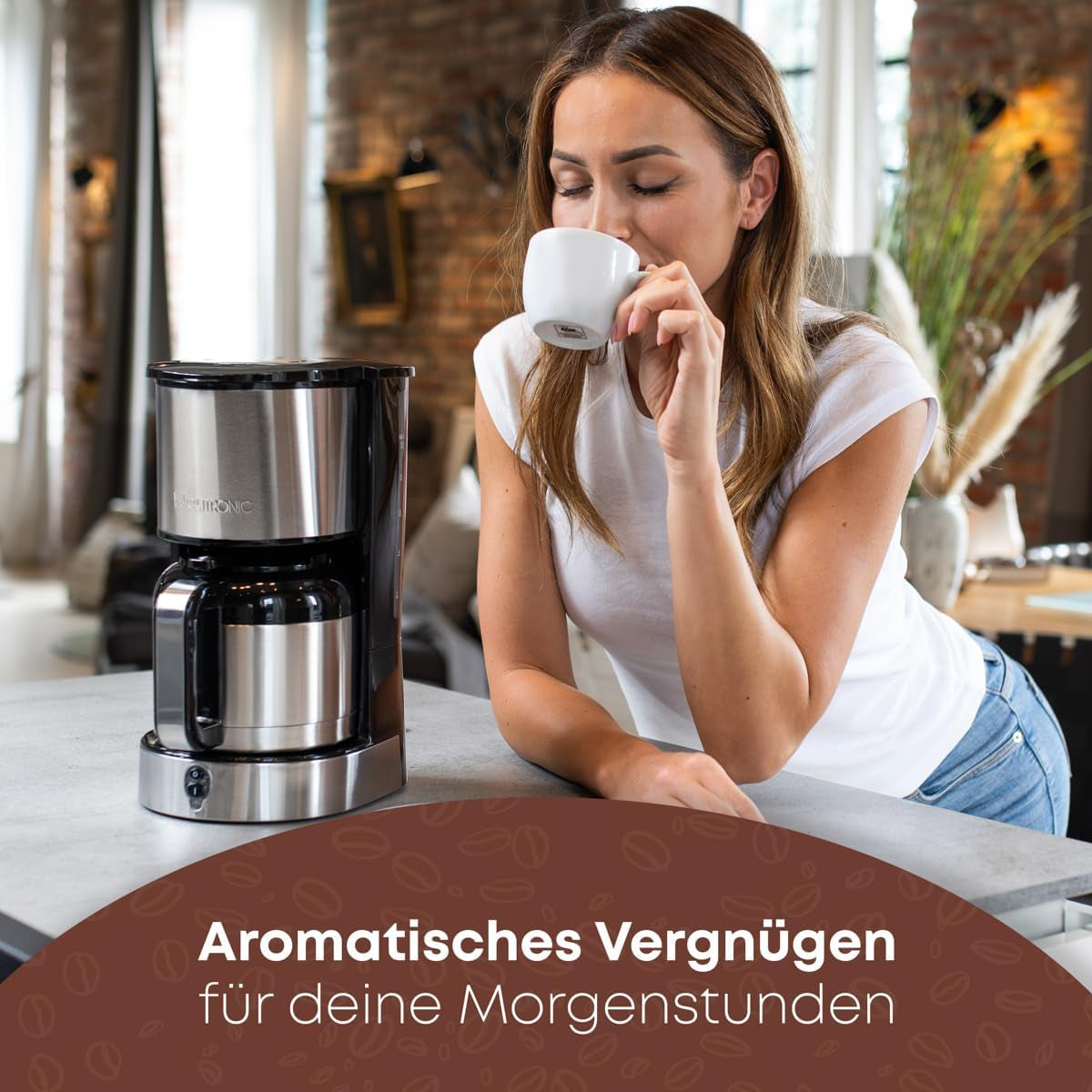 Clatronic® koffiezetapparaat met thermoskan voor 8–10 koppen koffie (ca. 1,2 l) | RVS filterkoffiezetapparaat | Dubbelwandige thermoskaraf | Geen temperatuurverlies | Koffiezetapparaat 800 W | KA 3805