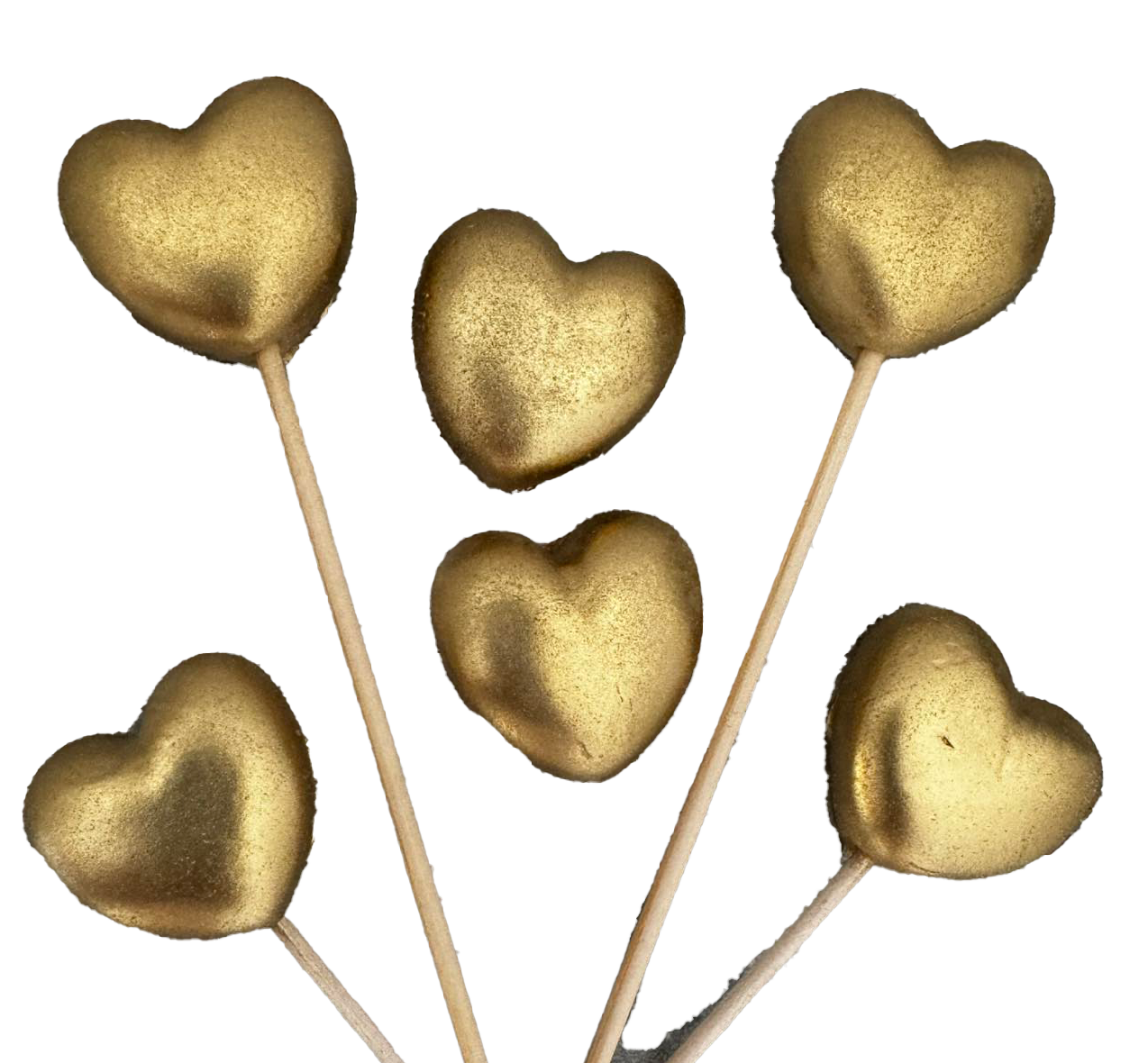 Set van 6 eetbare suikerdecoraties, Golden Hearts Sugar Paste Decorations Naty Shop