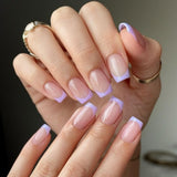 Lange Franse tips Gouden glitterlijm op lange vierkante nagels Glitter Franse tip Kunstnagels Set Vierkante kunstnagels voor dames 24 stuks