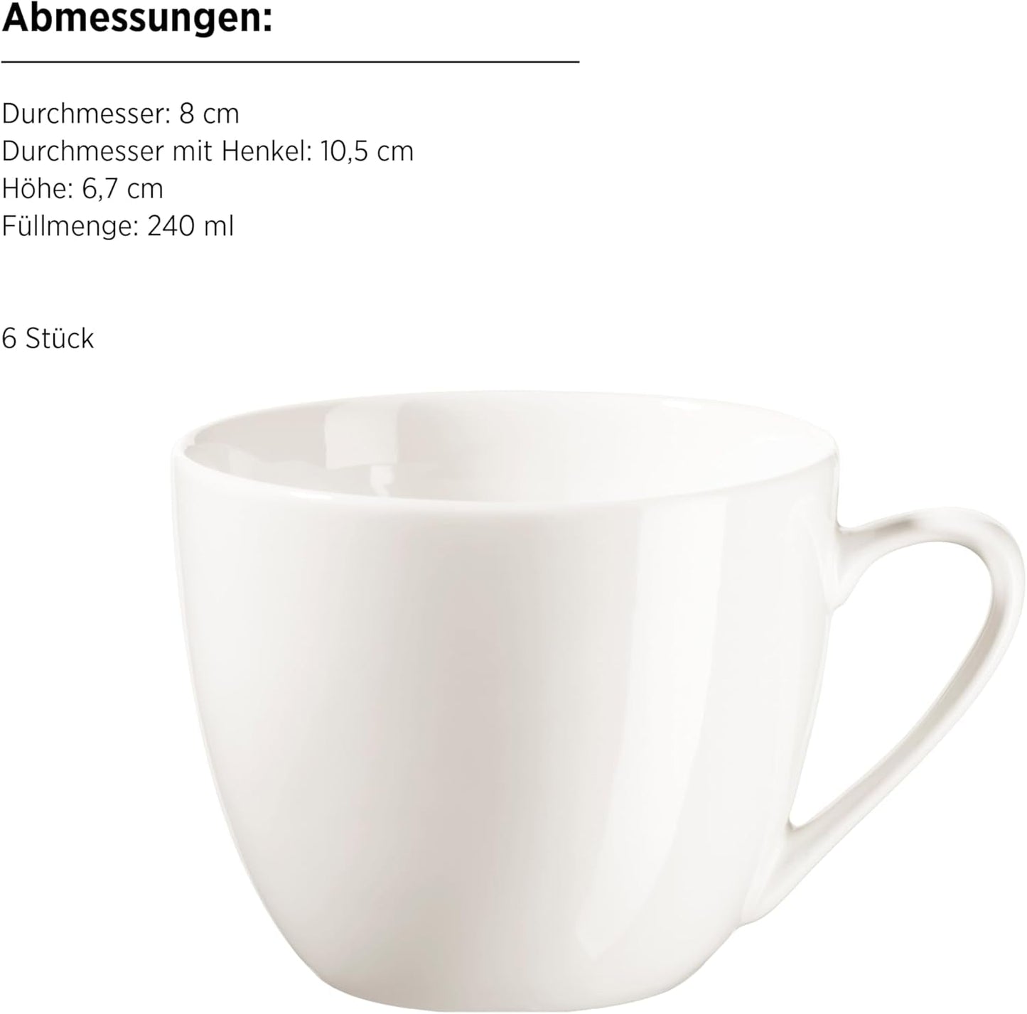 MÄSER 934105 Belmira-serie, klassieke koffieset voor 6 personen, 18-delige koffieset, tijdloos, elegant, delicaat, porselein, wit