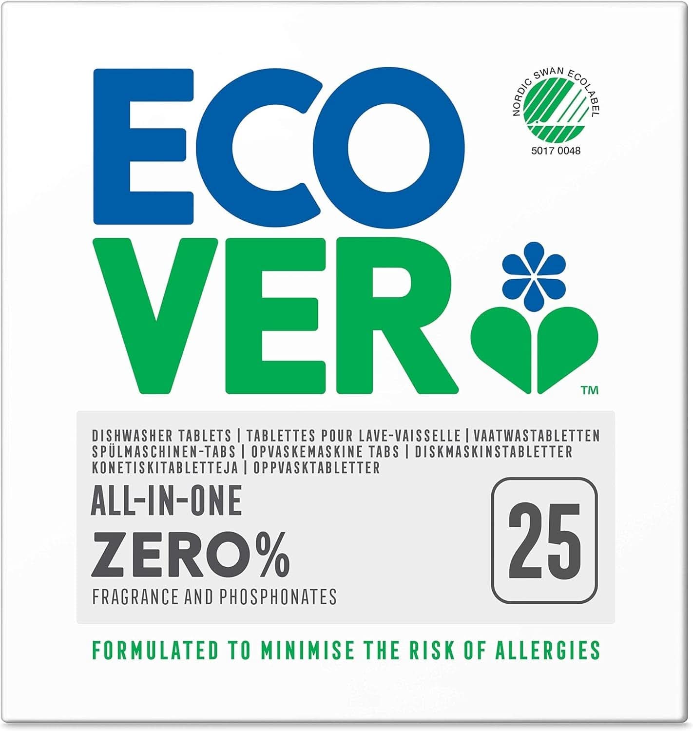 Ecover ZERO All-In-One, vaatwascapsules (25 Tabs/500 gram) Keukenwasmiddelen Naty Shop