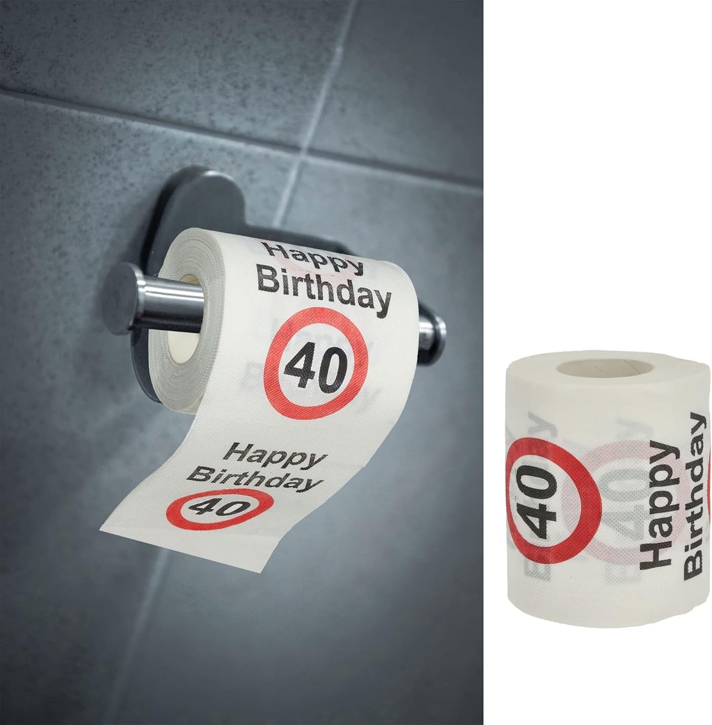 Set van 4 toiletpapieren "Happy 40th birthday" │40th birthday 24 meter 2-stoffen 180Gr/Qm │ Toiletpapier motief toiletpapier (4 X toiletpapier 40)