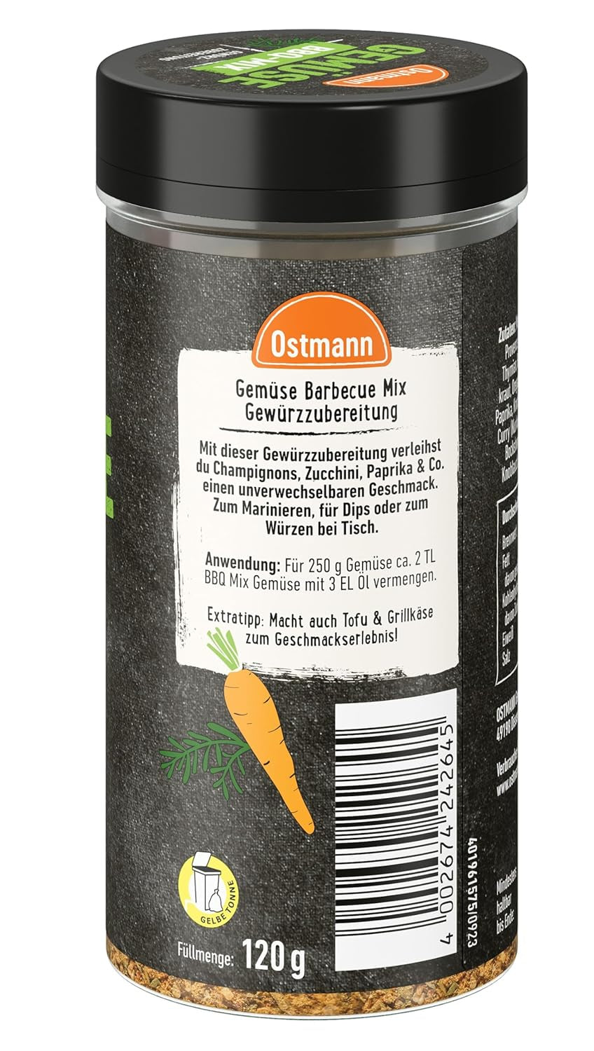 Ostmann Gewürze - Gemüse BBQ Mix | Gewürzzubereitung für Gemüse | Mediterrane Kräuternote voor Grillgemüse, Tofu und Co. | 120 g in een zeef