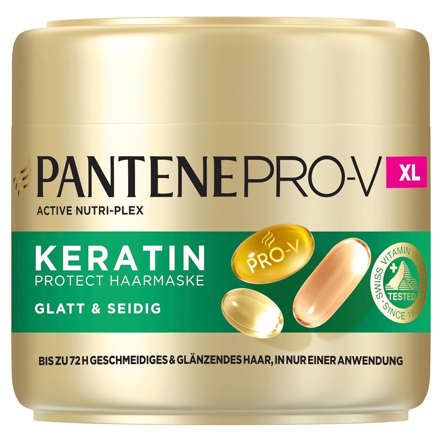 Pantene Pro-V Smooth & Silky Keratin Protect Hair Mask 500ml voor krullend en droog haar, Tot 72 uur glad en glanzend haar in één enkele toepassing, Met Pro-V formule en Actief Nutri-Plex Haarmasker Naty Shop Haarmasker (500ml)