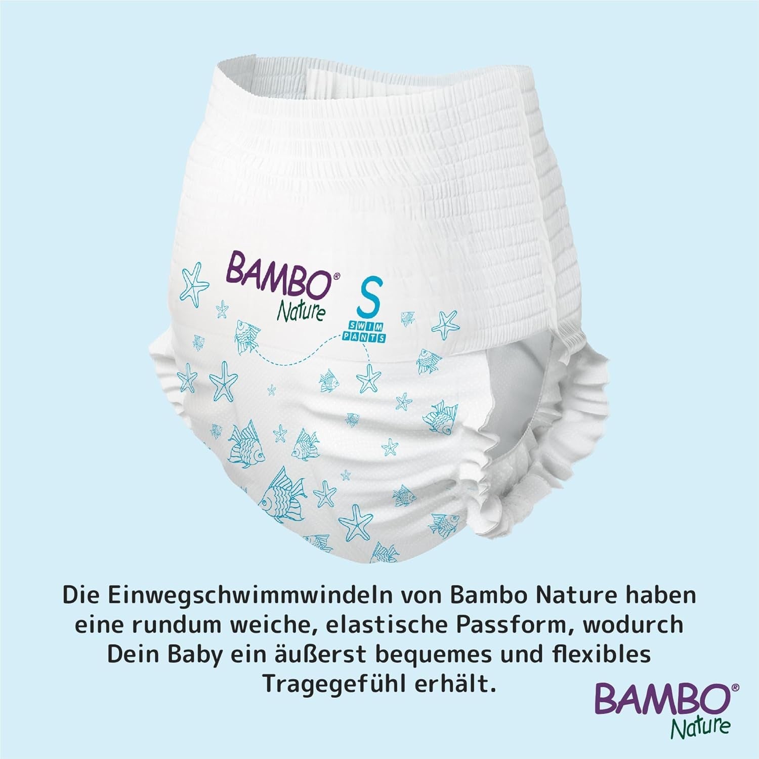 Bambo Nature Babyzwemluiers, maat S (7-12 kg), 12 luiers | Secure Fit Wegwerp Zwemluiers | Waterdicht comfort tijdens waterspelen