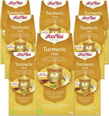 Yogi Tea - Kurkuma Chai Biologische gekruide ayurvedische thee Cafeïnevrije kurkuma kaneel-gembermix Yogi-thee Los 8 x 90 g (720 g) Verpakking Ideaal cadeau