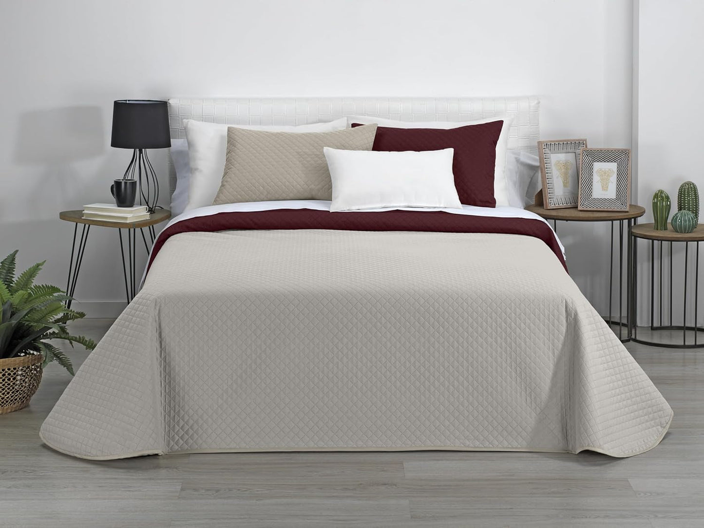 Estoralis | AVA | Omkeerbare boetiekquilt | Voor alle seizoenen | Kleur - Grijs/Rood | Voor een bed van 180 cm. (270 X 270 Cm. Ancho X Alto) | Gewatteerde quilt Quilts en quilts Naty Shop Standaard titel