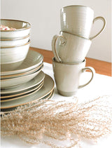 MÄSER 931818 Nottingham Vintage Series serviesset voor 4 personen, 12-delig ontbijtservies met onregelmatige ronde vormen in retro-look, tegel, beige