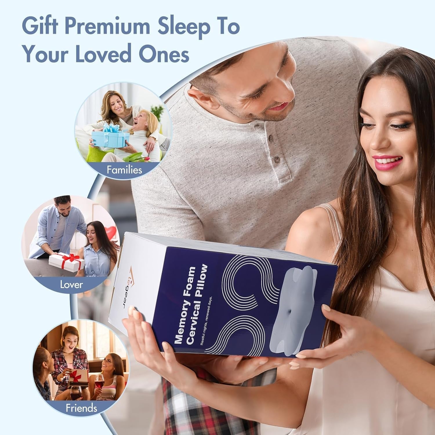 Elegear Memory Foam Kussen met verkoelende kussensloop Nekpijnkussen Zijslaperkussen Ergonomisch kussen Orthopedisch kussen voor zijslaper Rugbuik 63X 10/14 X36Cm Cervicale orthopedische kussens Naty Shop