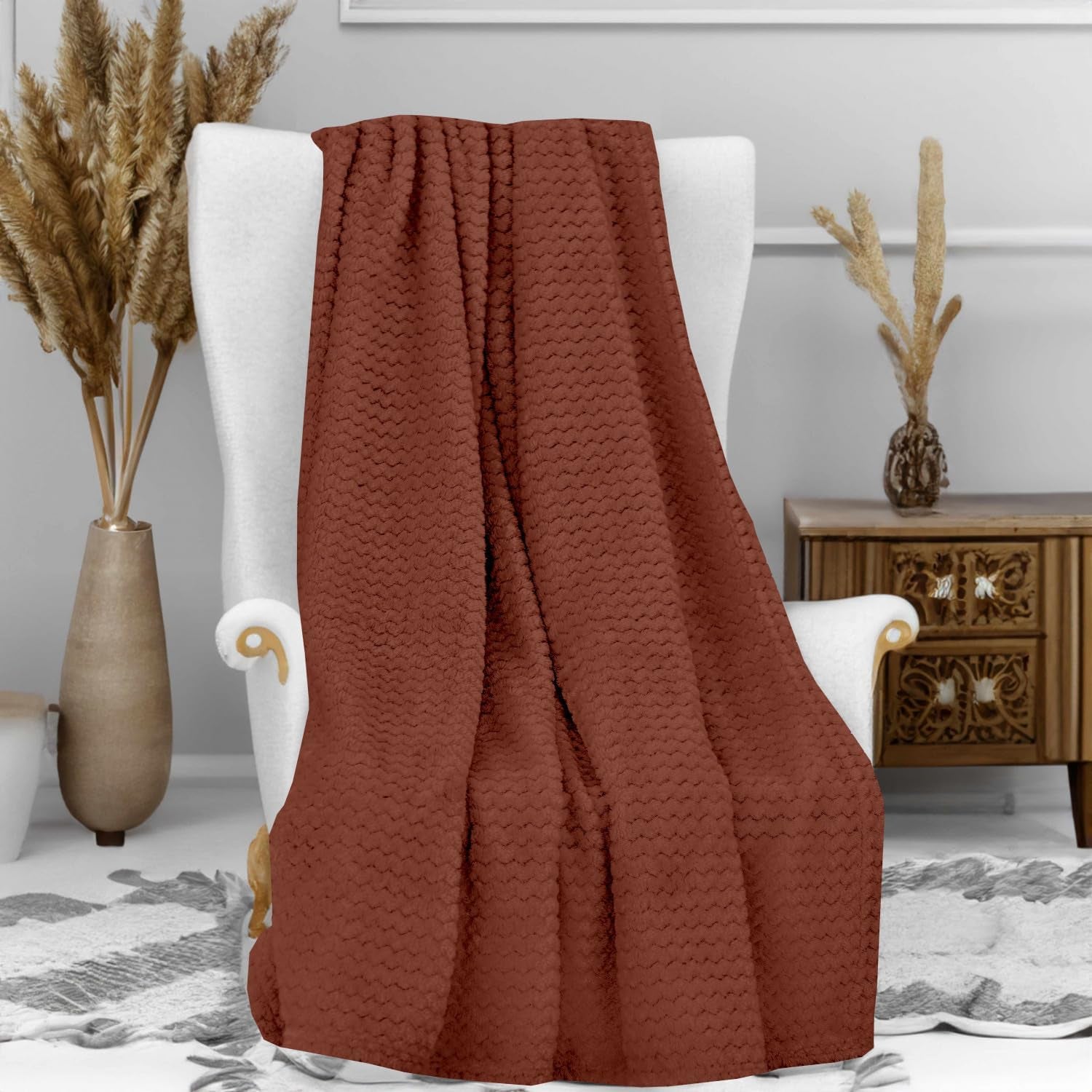 Soleil D'Ocre, deken, microvezel, 120 X 160 Cm, donkerroze Quilts en quilts Naty Shop steenrood 120 X 160 Cm