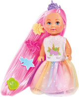 Simba Evi Love Rainbow Princess / Puppe als regenbogenprinsessin met lang haar / 4 haarclips en borst / 12cm / voor kinderen vanaf 3 jaar, 105733505