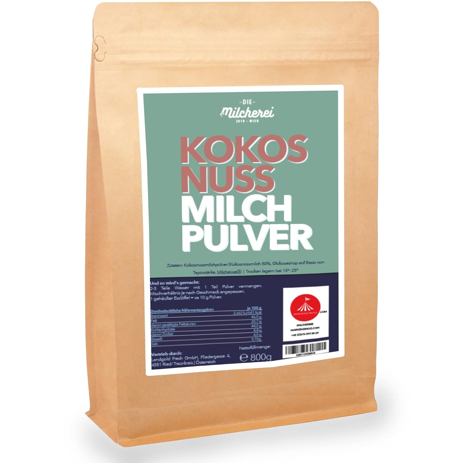 Kokos-Nuss-Milch-Pulver MILCHEREI Kokosshake Curry Thai 800g