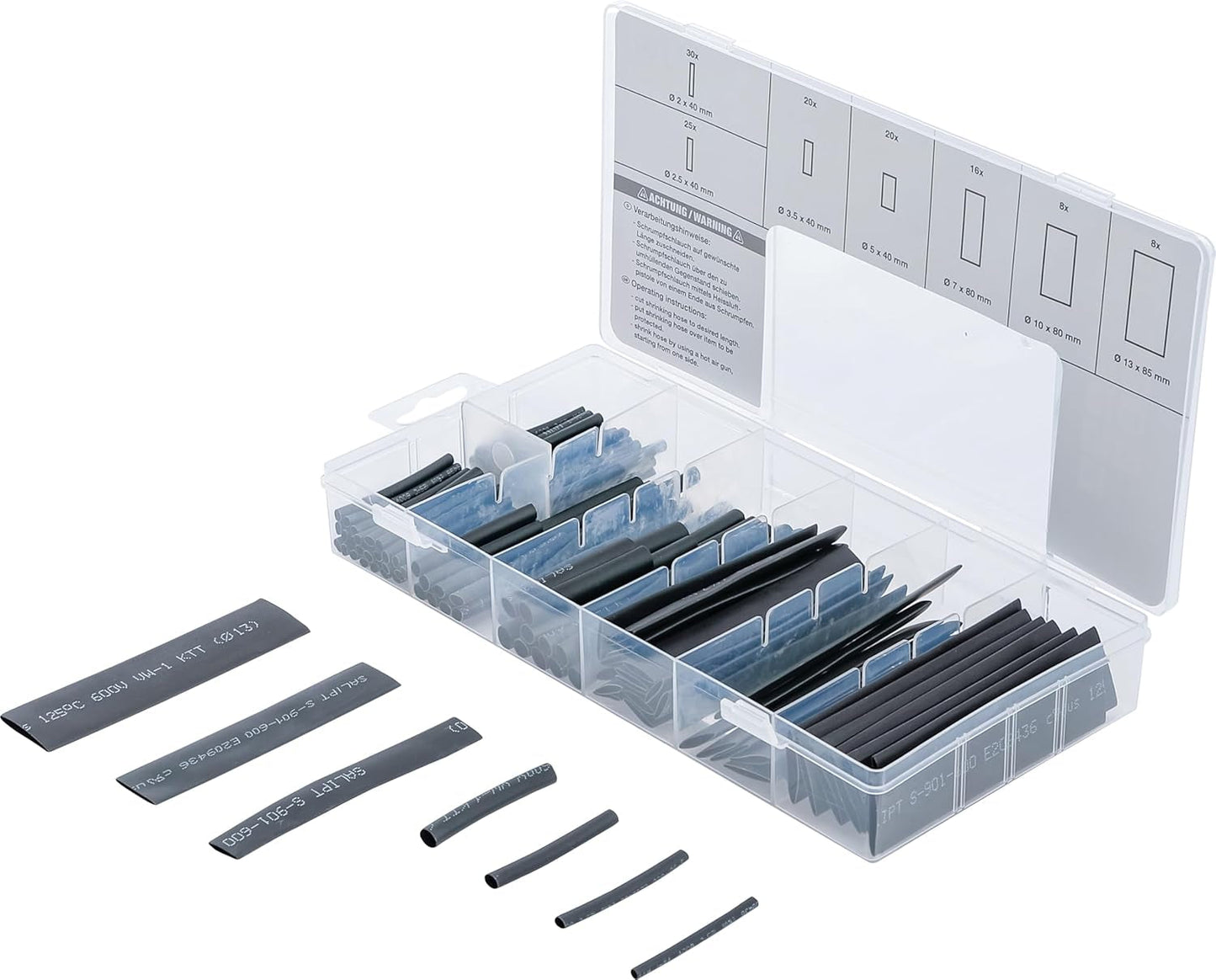 BGS 8123 | Assortiment krimpkousen | 100 stuks | Kleurrijk | Verhouding 2:1 | 6 maten | Inclusief bijpassende doos