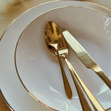 HOMLA Abele Besteckset voor vier personen 16-Teilig Edelstahl Hygienisch Elegant Leicht Zu Reinigen Gold Kitchen Naty Shop