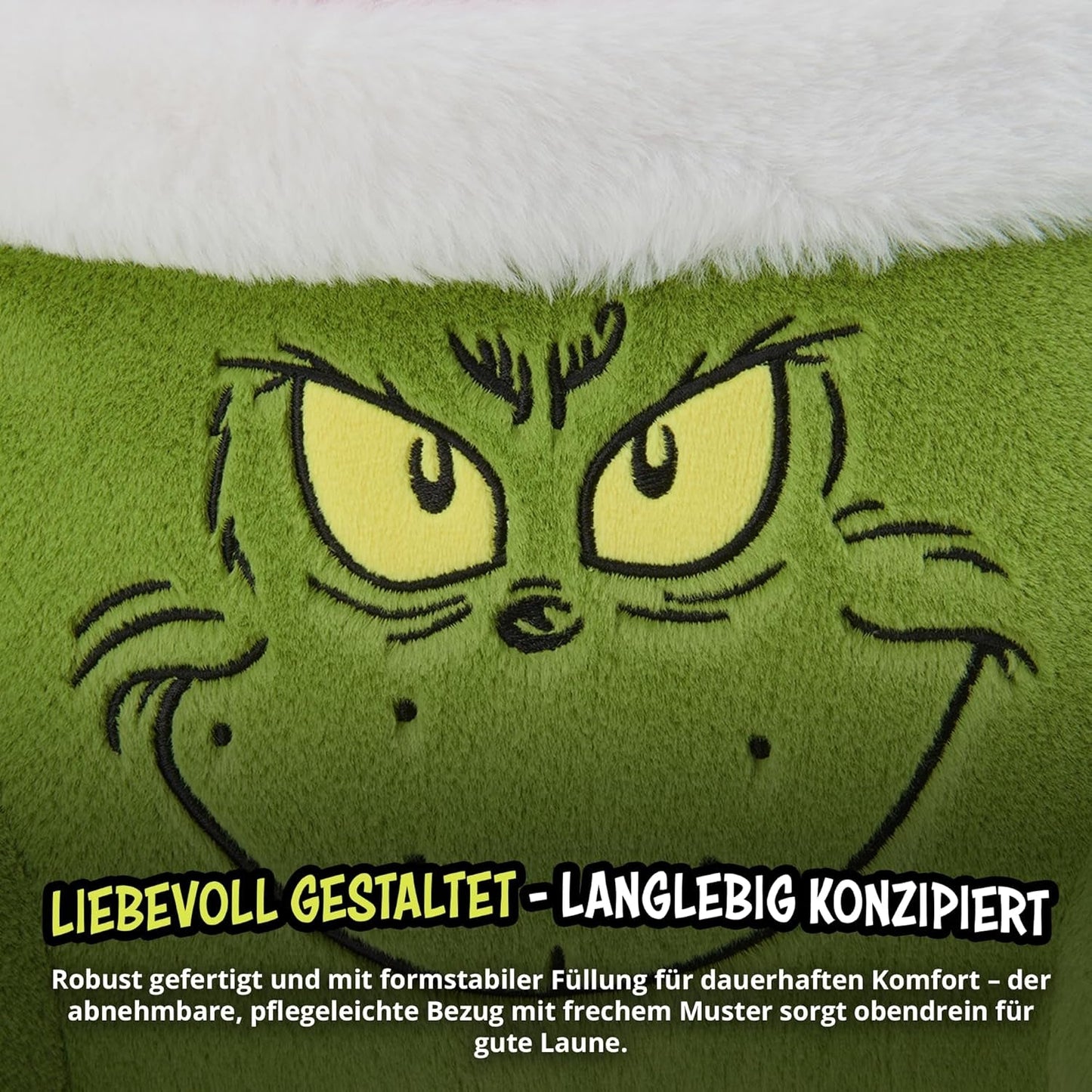Grinch Kussen - Rugkussen voor bed en bank, rugsteun met armleuningen, leeskussen voor rug, nek en hoofd, groen, 40 x 38 cm