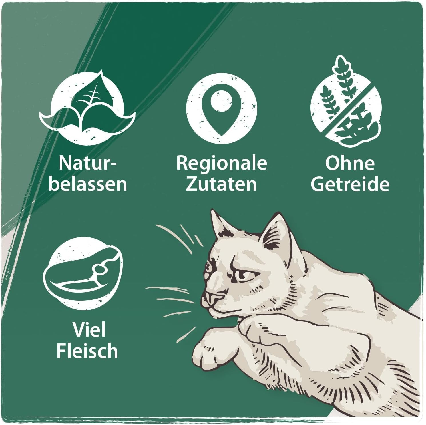 Venandi Animal Premium Nassfutter für Katzen, Probierpaket II, Kip + Konijn, Kalb, Kalkoen, 6 x 400 g, getreidefrei en natuurbelassen, 2,4 kg
