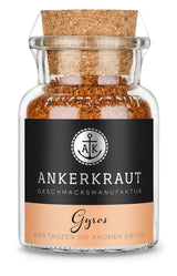 Ankerkraut Gyros, Gewürzmischung für Gyros, egal ob aus der Pfanne of vom Grill, mit Zwiebel, Knoblauch, Marjolein, Komijn, Piment en meer, 80 g in korkenglas
