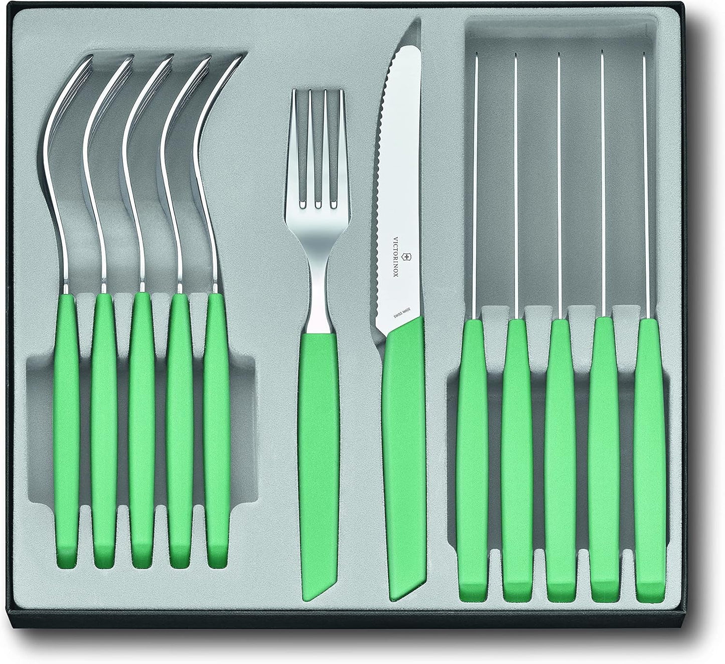 VICTORINOX moderne Zwitserse bestekset voor 6 personen, 12-delige keuken Naty Shop groen