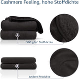 Amago - Comfortabele deken, kasjmierlook, 180 X 220 cm - Zwarte bedden en dekens Besuche den Gözze-Store