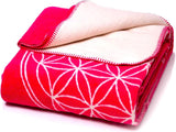 Glart comfortabele deken Flower of Life Roze-Ecru XL, 150X200 Cm, extra donzig als bankdeken bankdeken, yogadeken reddingsdeken deken, pluche banksprei Bedden en Dekens Glart Roze-Ecru 150X200Cm