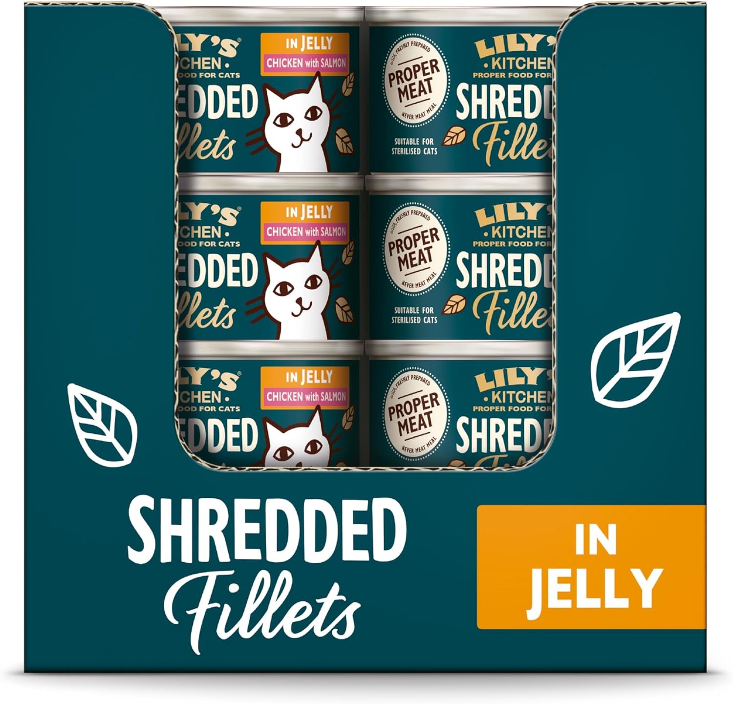 Lily's Kitchen Aus Naturichen Ingrediënt hermestellung Zerkleinerte Filets in Gelee mit Hühnchen und Lachs Ausgewachsen Nassfutter für Katzen 70 g dosis