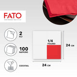 - Papieren wegwerpservetten, ideaal voor hapjes en cocktails, verpakking van 100 servetten, maat 24X24, 4 vouwen, 2 lagen, rode kleur, 100% puur cellulosepapier, Fsc-gecertificeerd