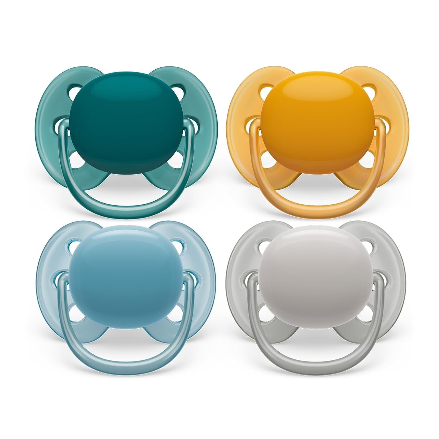 Philips AVENT Ultra Soft-fopspenen - pakket van 4 extra zachte BPA-vrije fopspenen voor baby's van 0-6 maanden, inclusief draagtas en sterilisatie (model SCF091/35)
