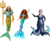 Mattel DISNEY Arielle de zeemeermin-set met Mala, Karina en Arielle, unieke outfits en kapsels, voor fantasierijk spelen en verzamelen, vanaf 3 jaar, HND29 Naty Shop King Triton-, Ursula- en Ariel-poppen