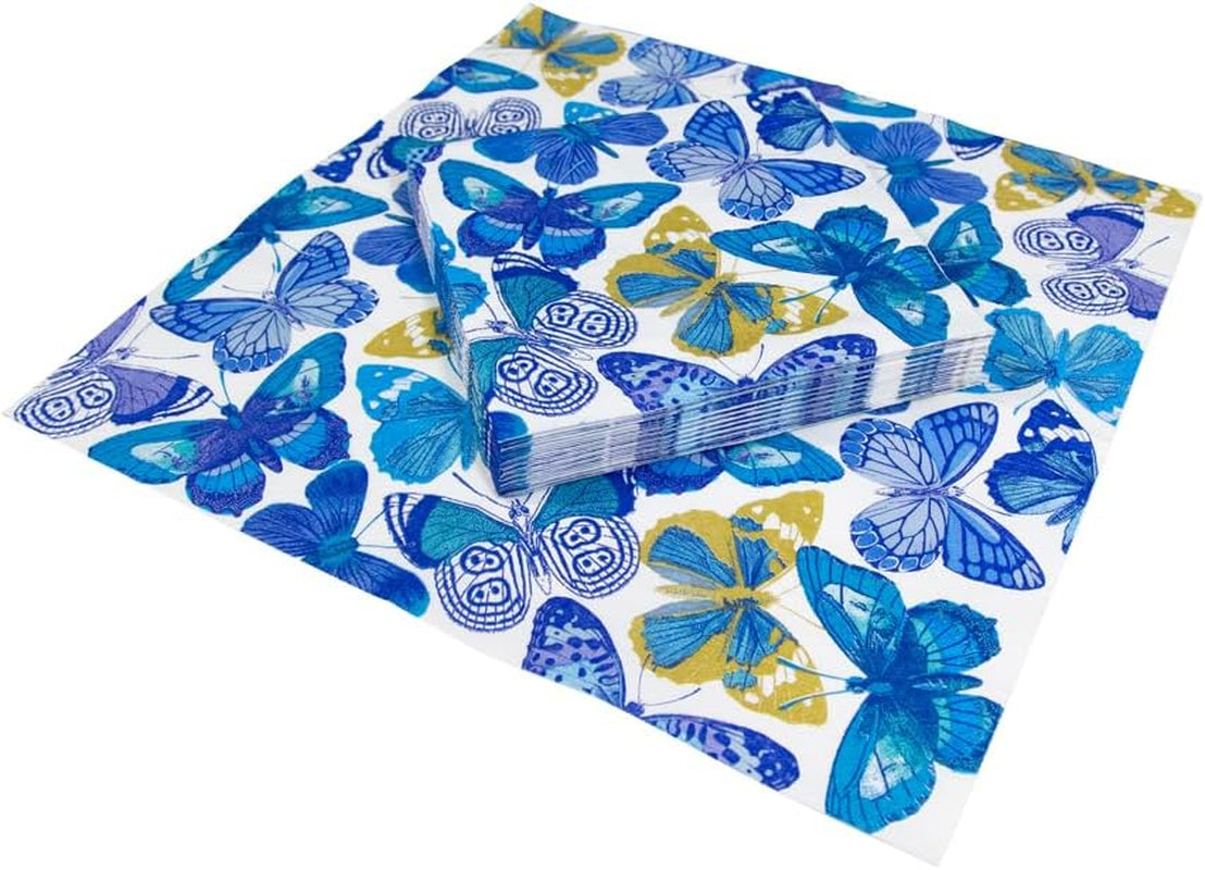 Vlinderservetten, blauw, 20 stuks per verpakking