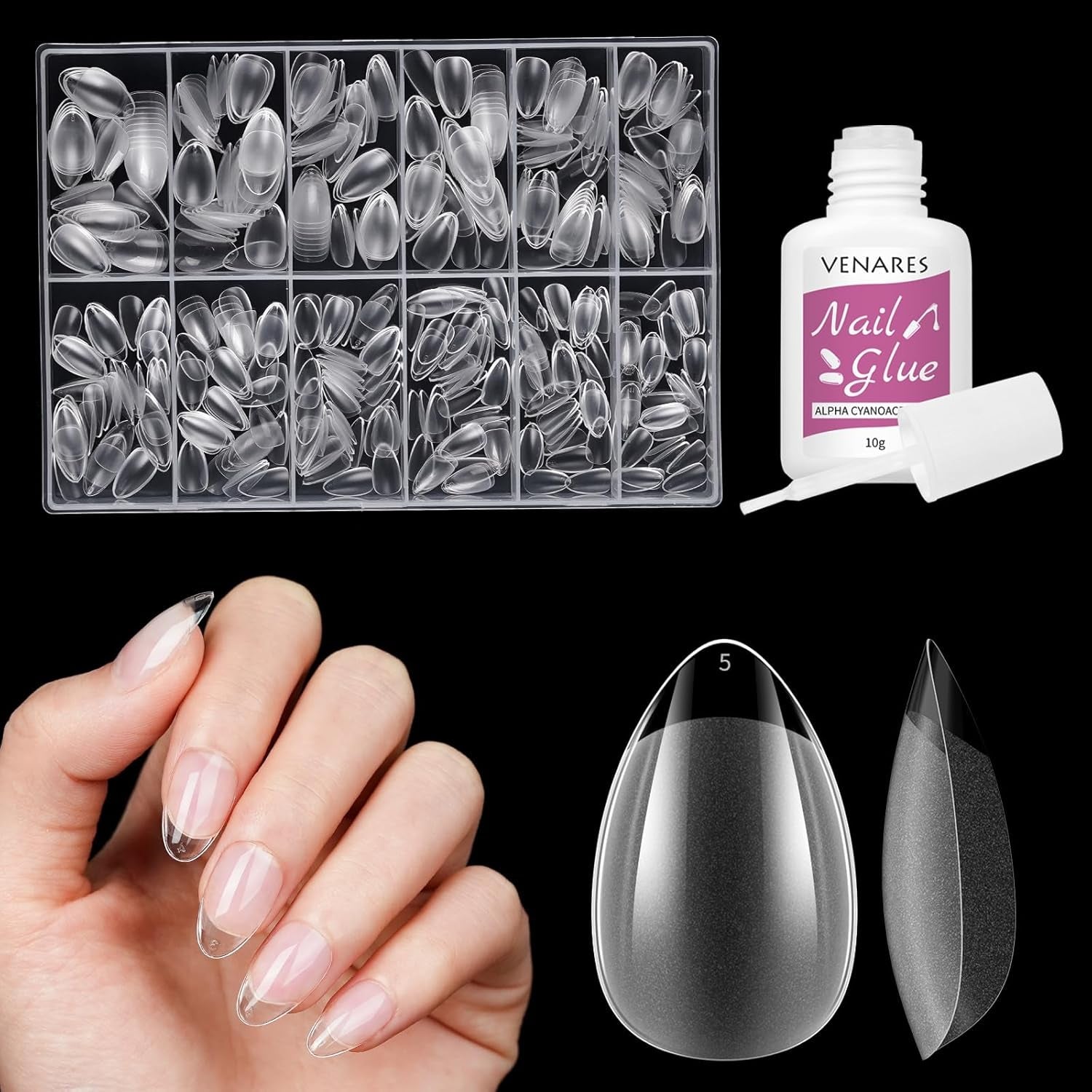 Korte Kunstnagels Ballerina 500 stuks Lijm op 12 Maten Kunstnagels Korte Zachte Gel Volledige Dekking Nageltips Voor Gelnagels Korte S