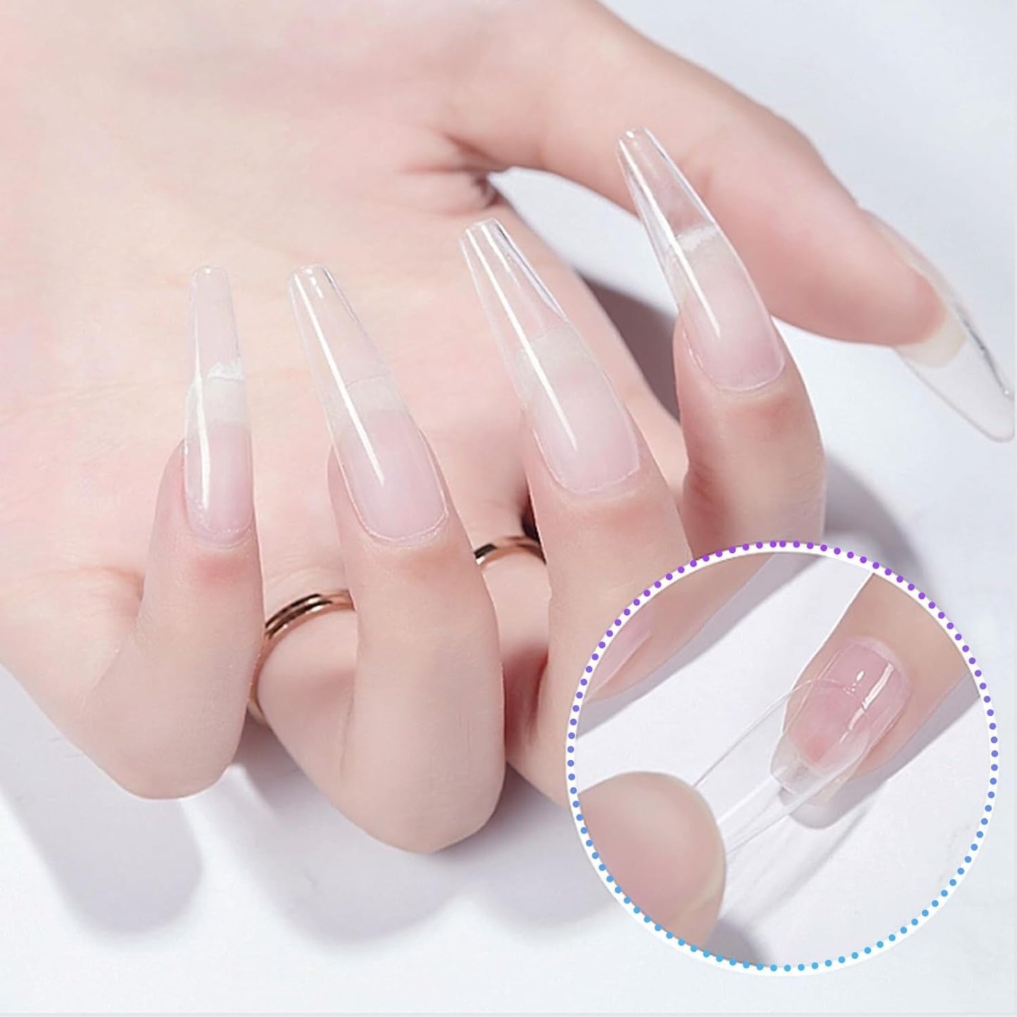 Extra lange transparante kunstnagels 240 stuks Half bedekkende kunstnagels Vierkante rechte kunstnagels Franse nagelverlengingen voor nagelsalons en doe-het-zelf nail art