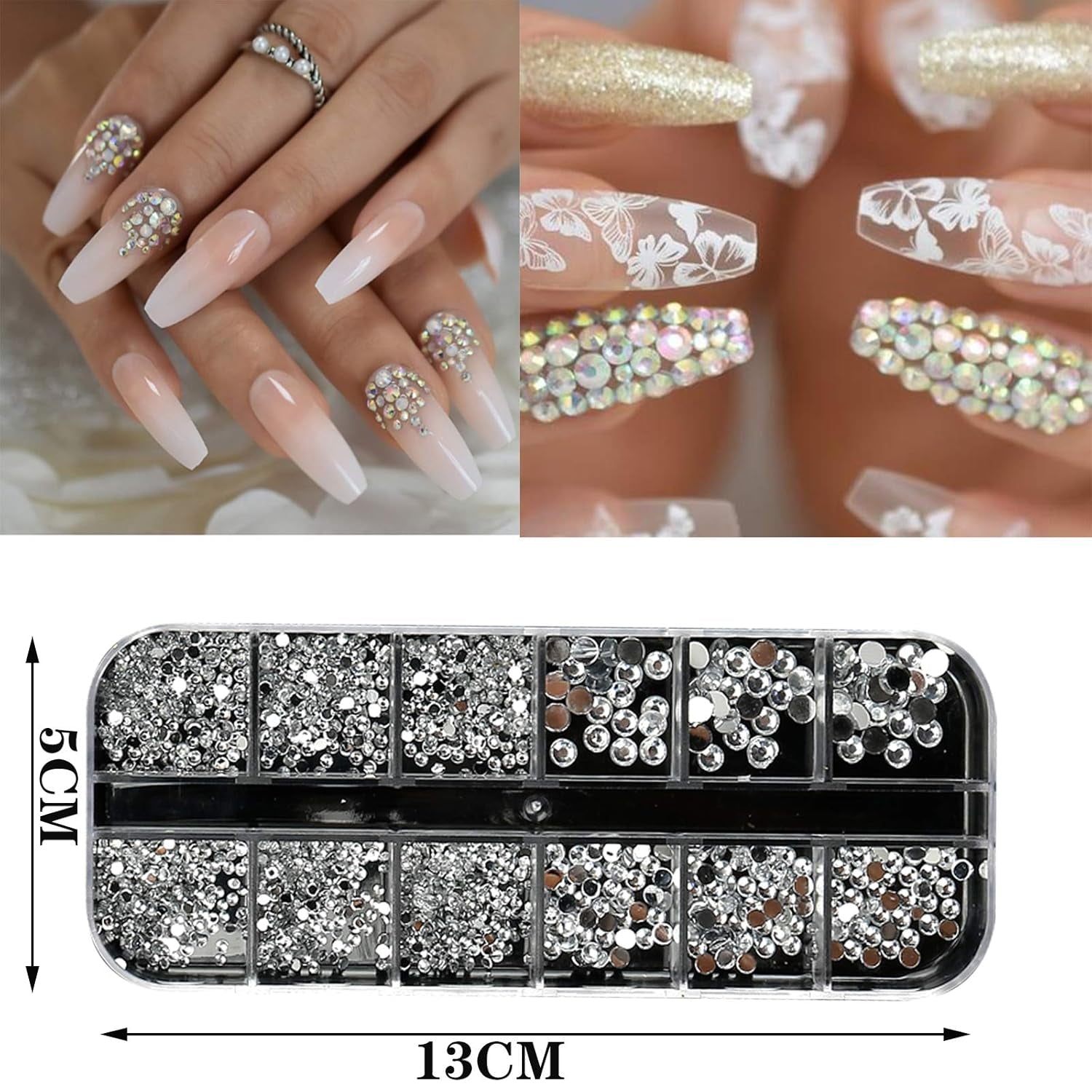 10 dozen nagelsteentjesset, multifunctionele accessoires met 1 pincet, decoratieve diamanten, kristallen, parels, edelstenen, kleurrijk, gemengd, paardenogen, metalen stenen, voor doe-het-zelf nail art-decoraties