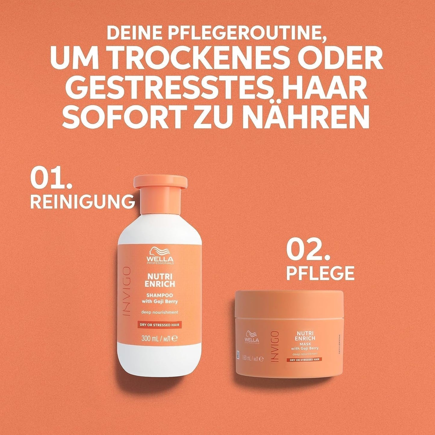 Wella Professionals Invigo Nutri Enrich - hydraterende verzorging voor beschadigd haar - conditioner, masker en conditioner met vitamine E, panthenol en amandelen - tegen kroezen en voor levendige krullen Naty Shop Haarmasker